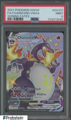 2021 Pokemon SWSH Shining Fates #SV107 FA Charizard VMax PSA 9 MINT - Image 1