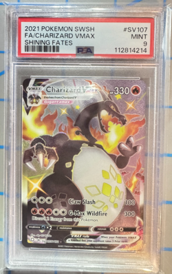 2021 pokemon swsh fa/charizard vmax shining fates sv107 psa 9 - Image 1