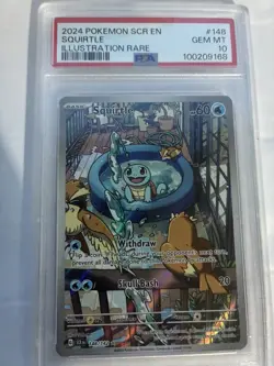 PSA 10 Squirtle 148/142 Stellar Crown Illustration Rare Pokemon TCG GEM MINT - Image 1