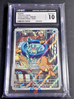 2024 Pokemon Stellar Crown Squirtle 148/142 Illustration Rare CGC 10 - Image 1