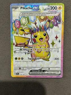 Pokemon TCG Pikachu EX Ultra Rare Holo Card 219/191 Surging Sparks Near Mint - Image 1