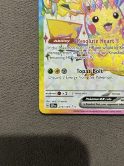 Pokemon TCG Pikachu EX Ultra Rare Holo Card 219/191 Surging Sparks Near Mint - Image 5
