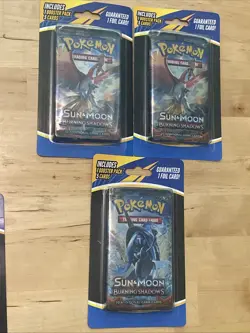 3X Pokemon Sun & Moon Burning Shadows Blister Pack (1) Booster pack + 5 Cards L2 - Image 1