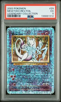 2002 POKEMON LEGENDARY COLLECTION #29 MEWTWO-REVERSE FOIL PSA 5 - Image 1