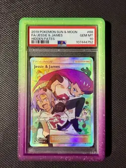 2019 Pokemon Sun & Moon Hidden Fates Jessie & James Full Art #68 PSA 10 w/GUARD - Image 1