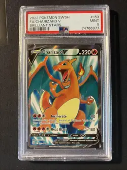 Pokemon Charizard v Full Art 153/172 Brilliant Stars PSA 9 Mint - Image 2