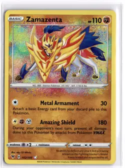 Pokemon TCG Zamazenta 102/185 Swsh04: Vivid Voltage Amazing Holo Rare - Image 1