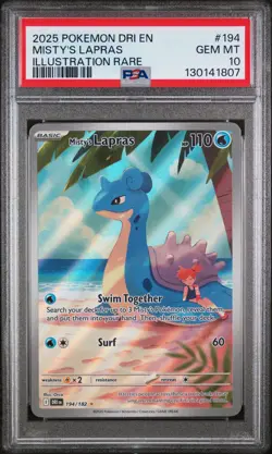2025 POKEMON DRI EN-DESTINED RIVALS ILLUSTRATION RARE #194 MISTY'S LAPRAS PSA 10 - Image 1