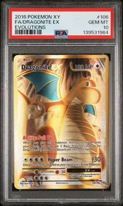 2016 POKEMON XY EVOLUTIONS #106 FULL ART/DRAGONITE EX PSA 10 - Image 1