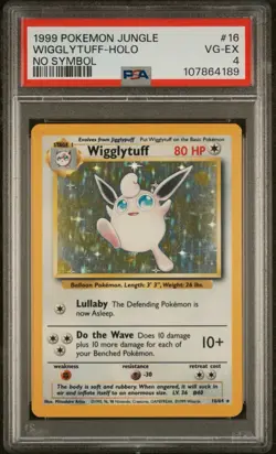 1999 POKEMON JUNGLE NO SYMBOL #16 WIGGLYTUFF-HOLO PSA 4 - Image 1