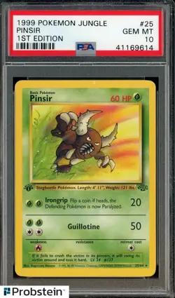 1999 Pokemon TCG Jungle 1st Edition #25/64 Pinsir PSA 10 GEM MINT - Image 1
