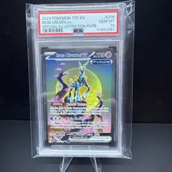 2024 POKEMON TEMPORAL FORCES SPECIAL ILLUSTRATION RARE #206 IRON CROWN EX PSA 10 - Image 1