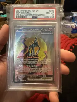 2024 POKEMON TEMPORAL FORCES SPECIAL ILLUSTRATION RARE #206 IRON CROWN EX PSA 10 - Image 1