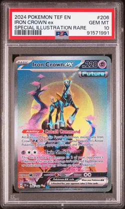 2024 POKEMON TEMPORAL FORCES SPECIAL ILLUSTRATION RARE #206 IRON CROWN EX PSA 10 - Image 1