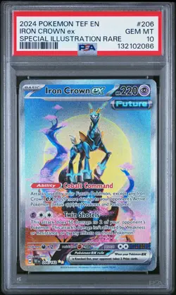 2024 POKEMON TEMPORAL FORCES SPECIAL ILLUSTRATION RARE #206 IRON CROWN EX PSA 10 - Image 1