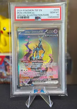 2024 POKEMON TEMPORAL FORCES SPECIAL ILLUSTRATION RARE #206 IRON CROWN EX PSA 10 - Image 1