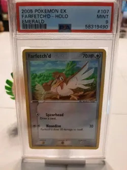 2005 Pokemon EX Emerald Farfetchd 107/106 PSA 9 Mint - Major SWIRL box topper s. - Image 1