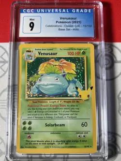 CGC 9 Venusaur Holo #15/102 2021 Pokemon Celebrations Card Graded Slab 7052 - Image 1