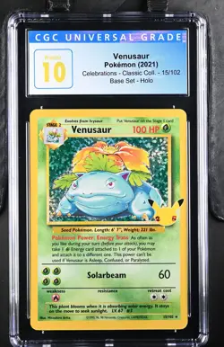 Venusaur Base Set Celebrations - Classic Collection 15/102 NM CGC 10 Pristine - Image 1