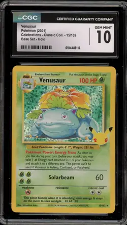 Pokemon Venusaur Celebrations Classic Coll. Base Set Holo Rare #15 CGC 10 - Image 1