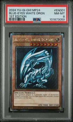 Yugioh PSA 8 BLUE-EYES WHITE DRAGON MP24-EN001 QUARTER CENTURY SECRET RARE QCR - Image 1