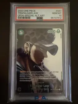 One Piece Trafalgar Law SP OP01-047 PSA 10 English OP04 Kingdoms of Intrigue SR - Image 1