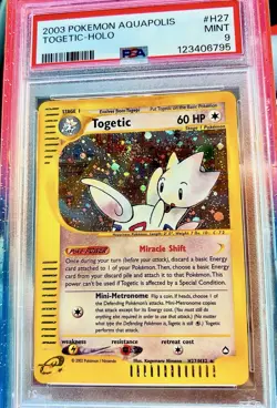 2003 Pokemon Aquapolis Togetic 💝Holo #H27 PSA 9 New Cert W/ Swirl & Bleed!! - Image 1