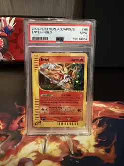Pokemon PSA 9 MINT Aquapolis Entei H8/H32 Holo Rare - Image 1