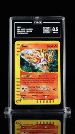 TAG 8.5 Entei Holo H8 Aquapolis E-Reader w/ Swirl Pokemon Card 2003 - Image 1