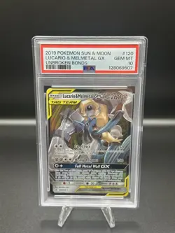 Pokemon TCG 2019 Lucario & Melmetal GX Tag Team Sun & Moon Unbroken Bonds PSA 10 - Image 1