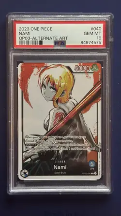 20253 ONE PIECE OP03 040 PILLARS OF STRENGTH NAMI ALT ART LEADER PSA 10 - Image 1