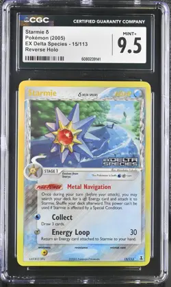 CGC 9.5 MINT+ Starmie EX Delta Species 15/113 Reverse Holo Stamped Pokemon Card - Image 1