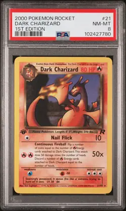 Dark Charizard 1st Edition PSA 8 Team Rocket 21/82 Pokemon Card 2000 Graded - Image 1