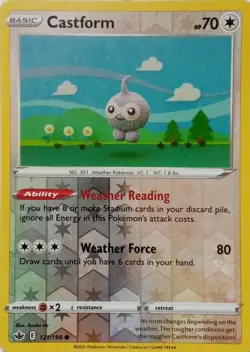 121/198 CASTFORM REVERSE HOLO CHILLING REIGN POKEMON CARD - Image 1