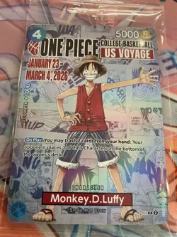 Monkey.D.Luffy College Basketball US Voyage P-055 One Piece Promo Sealed - Image 2
