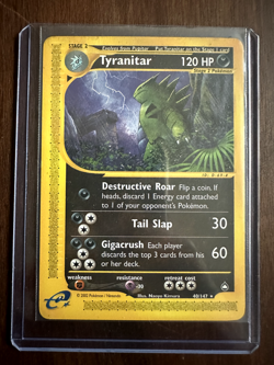 2002 Tyranitar 40/147 Pokemon Aquapolis Non-Holo Almost Near Mint - Image 1