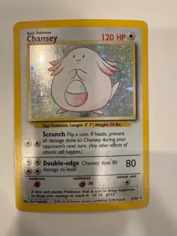 CHANSEY 1999 POKEMON ORIGINAL BASE SET RARE HOLO 3/102 - Image 1