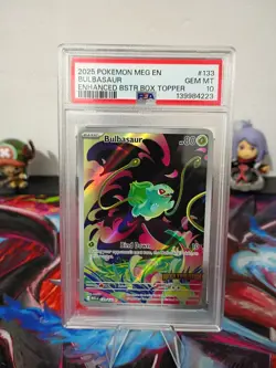 Pokemon Bulbasaur 133/132 Mega Evolution Stamped PSA Gem MT 10 💎 Booster Topper - Image 1