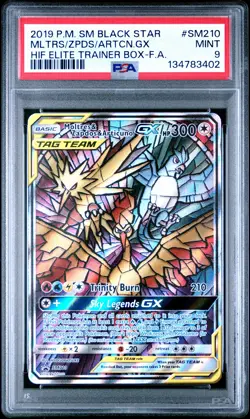 2019 POKEMON SM BLACK STAR PROMO FULL ART/MOLTRES & ZAPDOS & ARTICUNO GX PSA 9 - Image 1
