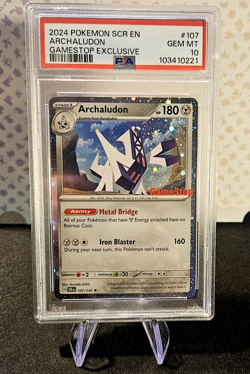 PSA 10 Gem Mint 2024 Pokemon Stellar Crown Gamestop Exclusive Archaludon Cosmos - Image 1