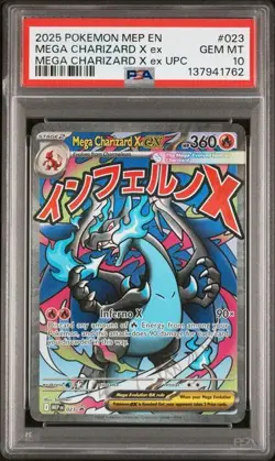2025 POKEMON MEP EN-ME BLACK STAR PROMO #023 MEGA CHARIZARD X ex UPC PSA 10 (762 - Image 1