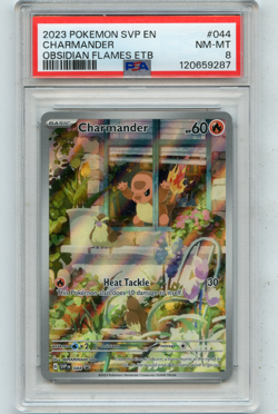 2023 POKEMON SVP EN #044 CHARMANDER "OBSIDIAN FLAMES ETB" - PSA 8 NM-MT (59287) - Image 1
