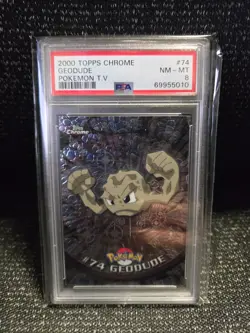 PSA 8 2000 Pokemon Game Topps Chrome Geodude TV Rare Base Set Series 2 NM-MT GEM - Image 1