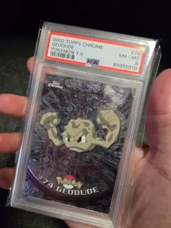 PSA 8 2000 Pokemon Game Topps Chrome Geodude TV Rare Base Set Series 2 NM-MT GEM - Image 3
