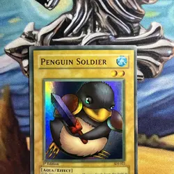 FADED Yu-Gi-Oh! Penguin Soldier SDJ-022 Yu-Gi-Oh Starter Deck Joey 1ST EDITION - Image 2