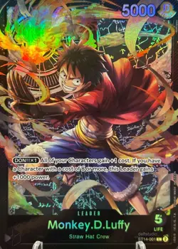 • Monkey.D.Luffy • ST14-001 SR Leader Starter Deck 14 Holo One Piece TCG NM - Image 1