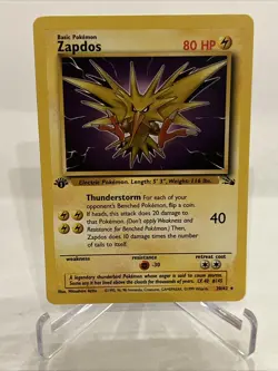 Pokemon Zapdos 30/62 Non-Holo 1st Edition Rare Fossil Card LP - Image 1