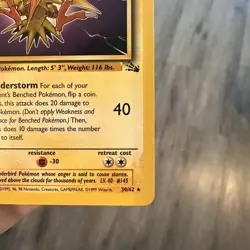 1st Edition Zapdos 30/62 Fossil Set Rare Vintage 1999 Pokemon Card - LP to NM - Image 4