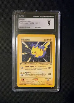2000 Pokemon TCG: Neo Genesis 1st Edition Pikachu #70/111 WoTC Card - Mint PSA 9 - Image 1