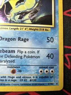 Pokemon Gyarados Holo Rare TCG Base Set Card 6/102 Vintage 1999 LP+ - Image 5